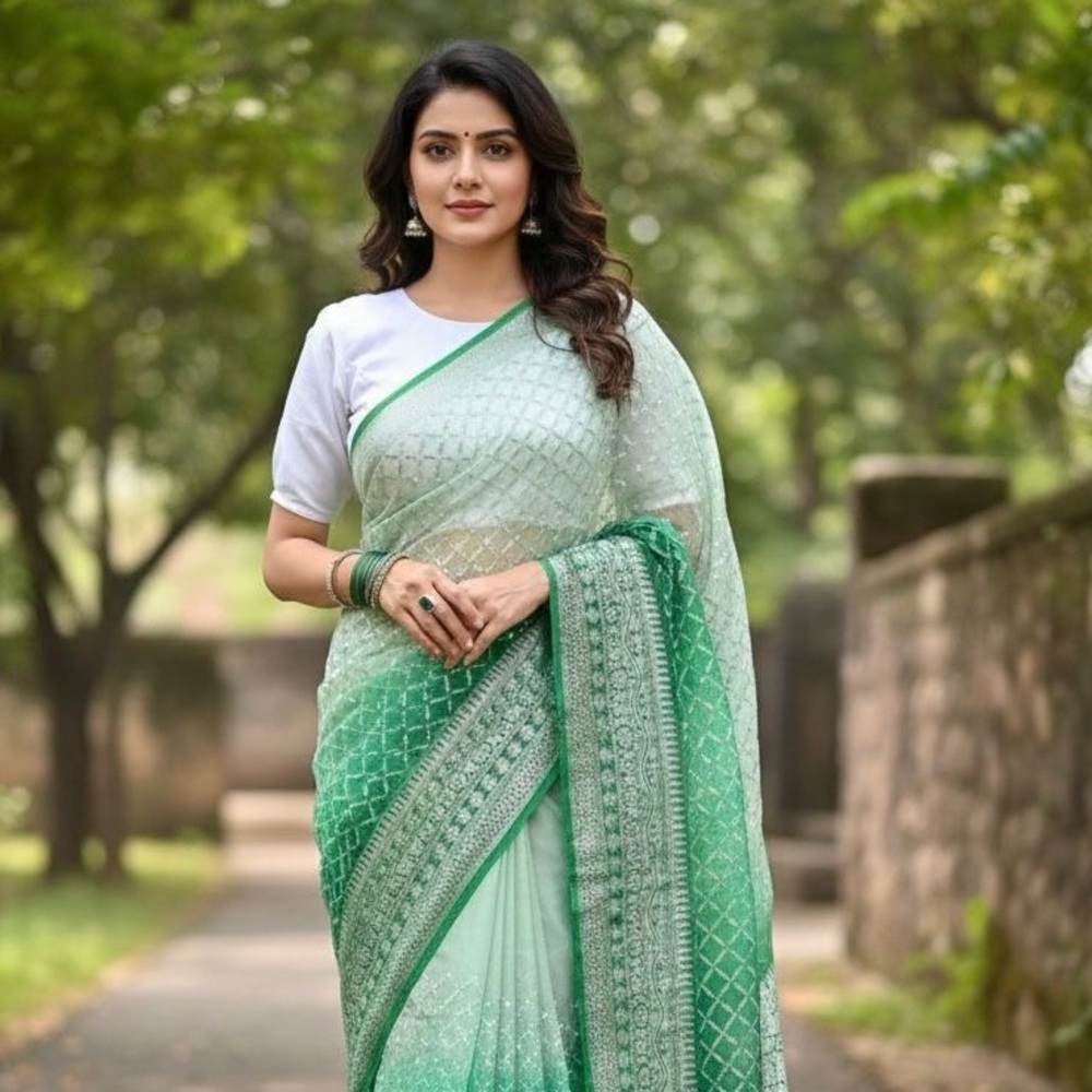 Indian saree come with unstitched blouse pc